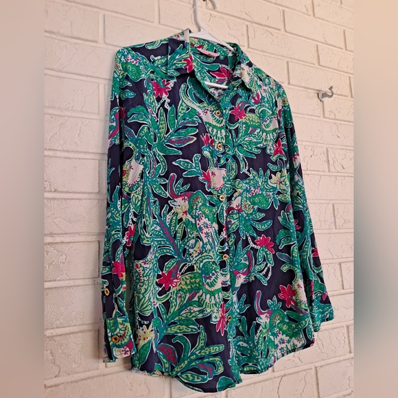 VTG Lily Pulitzer Silk long sleeve button up blouse - Picture 4 of 10